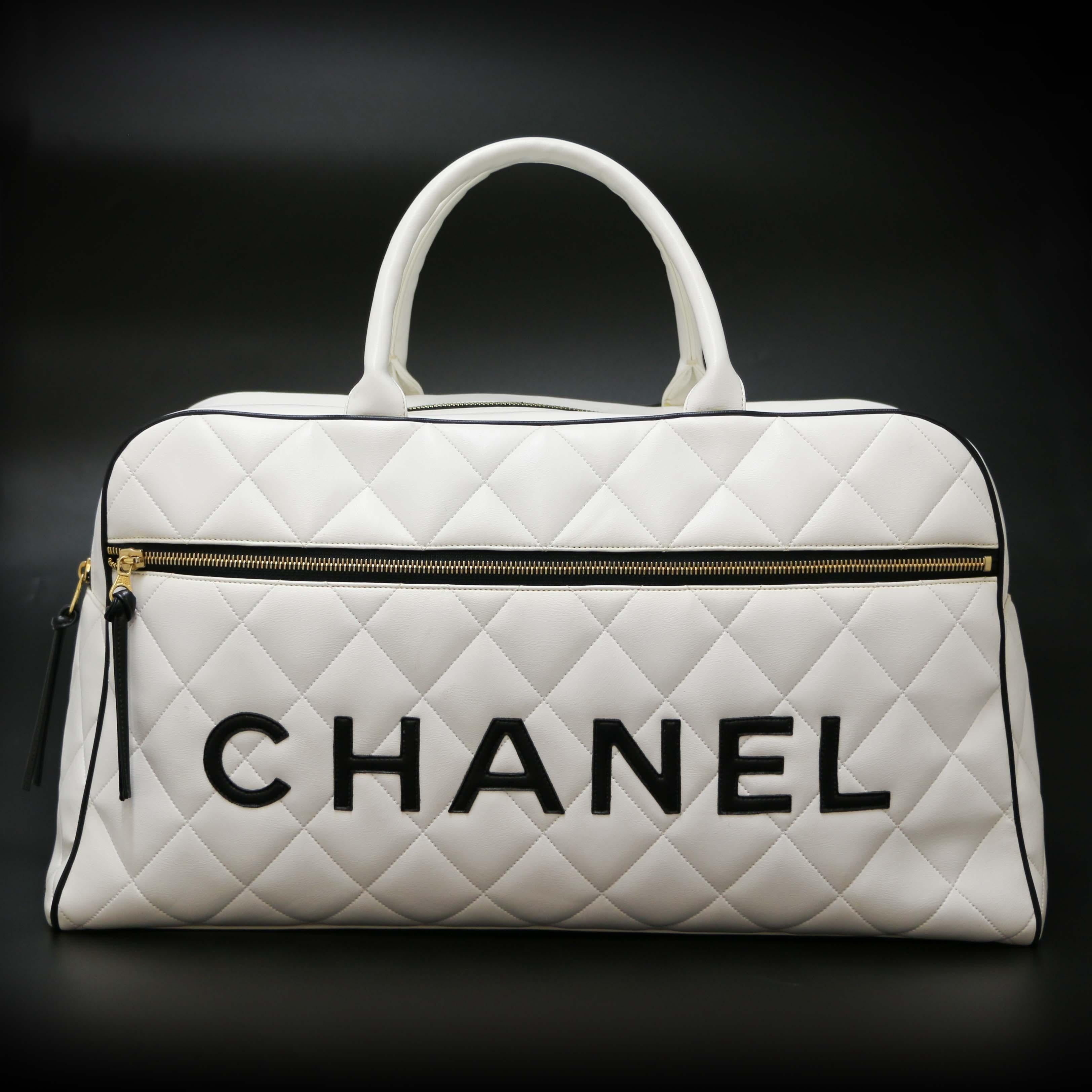 Chanel White Bowling Bag 1
