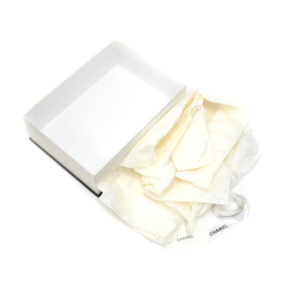 Black Chanel White Box Paper bag Ribbon and Tissue Paper Set for Medium Flap Bags