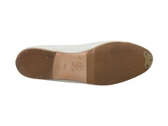 Chanel White & Bronze Leather Cap-Toe Ballet Flats