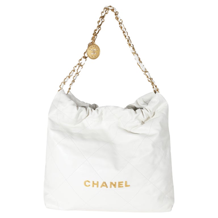 Chanel White Calfskin Chanel 22 Bag