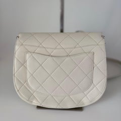 Chanel White Calfskin Leather Embellished Flap Saddle Bag, 2018-19