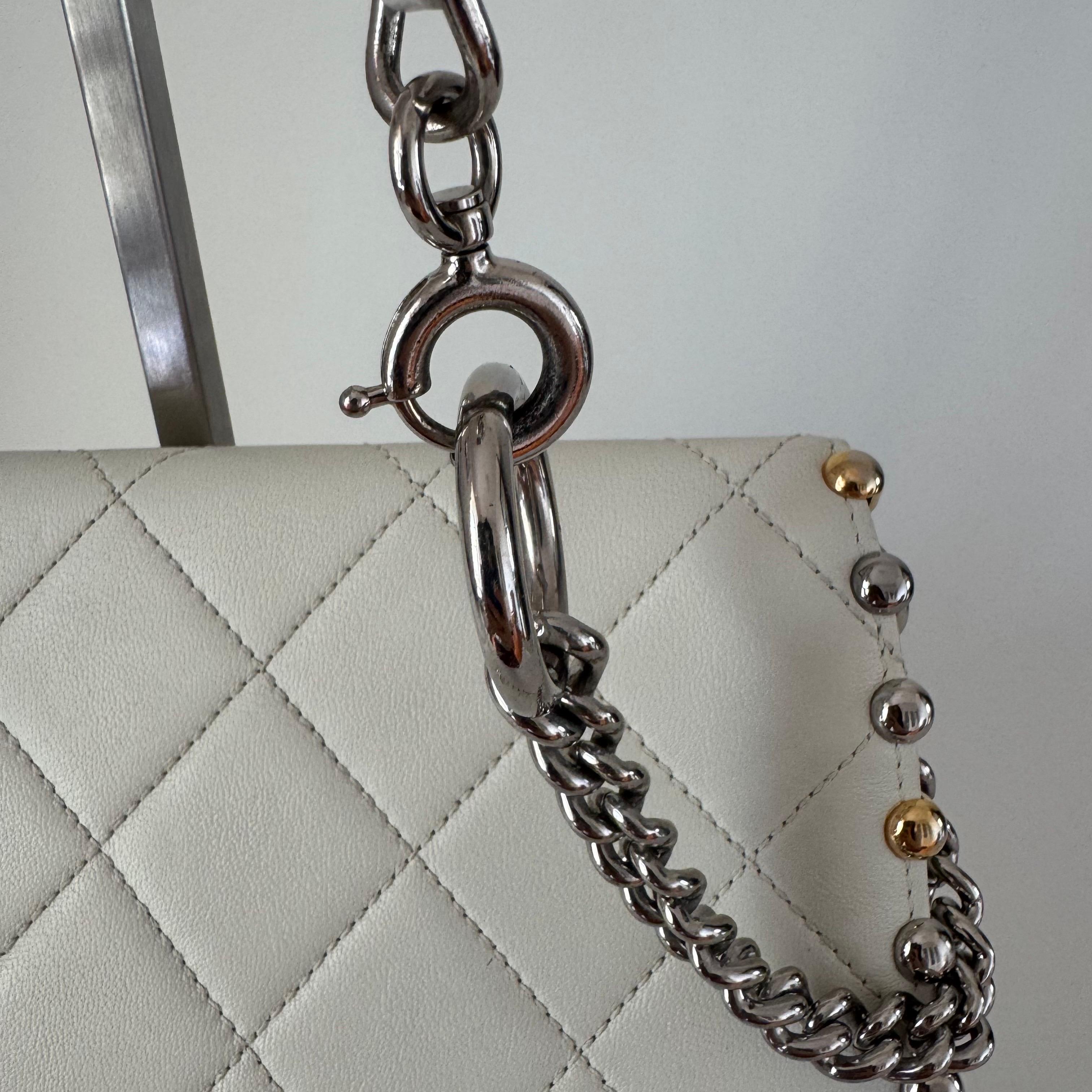 Chanel White Calfskin Leather Embellished Flap Saddle Bag, 2018-19 3