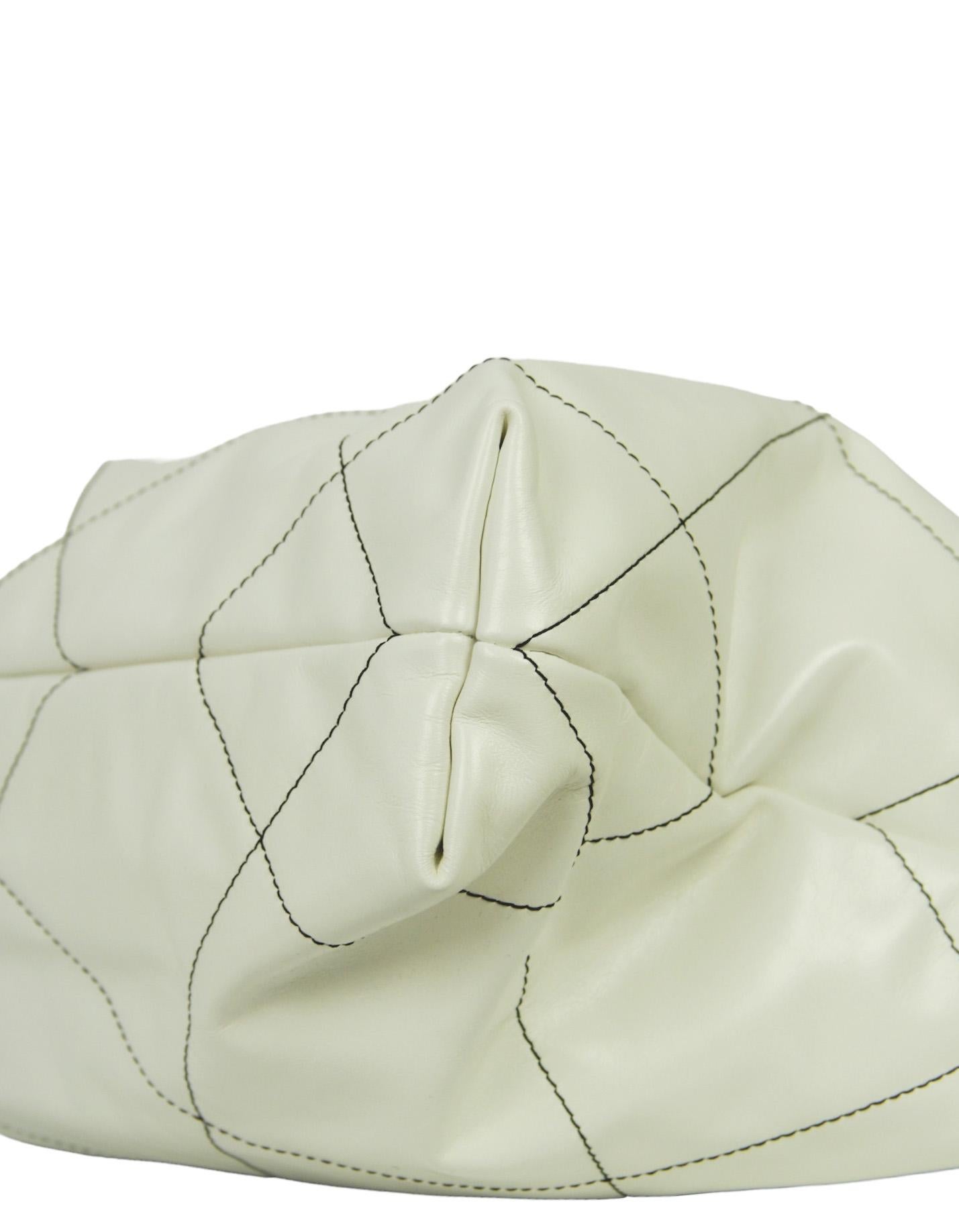 Chanel White Calfskin Leather Quilted Chanel 22 Tote Bag w/ Contrast Stitching 1