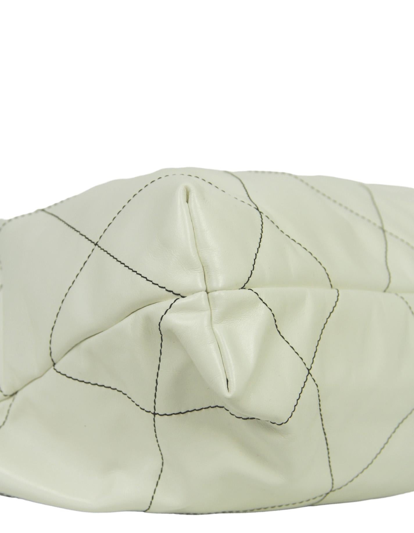 Chanel White Calfskin Leather Quilted Chanel 22 Tote Bag w/ Contrast Stitching 2