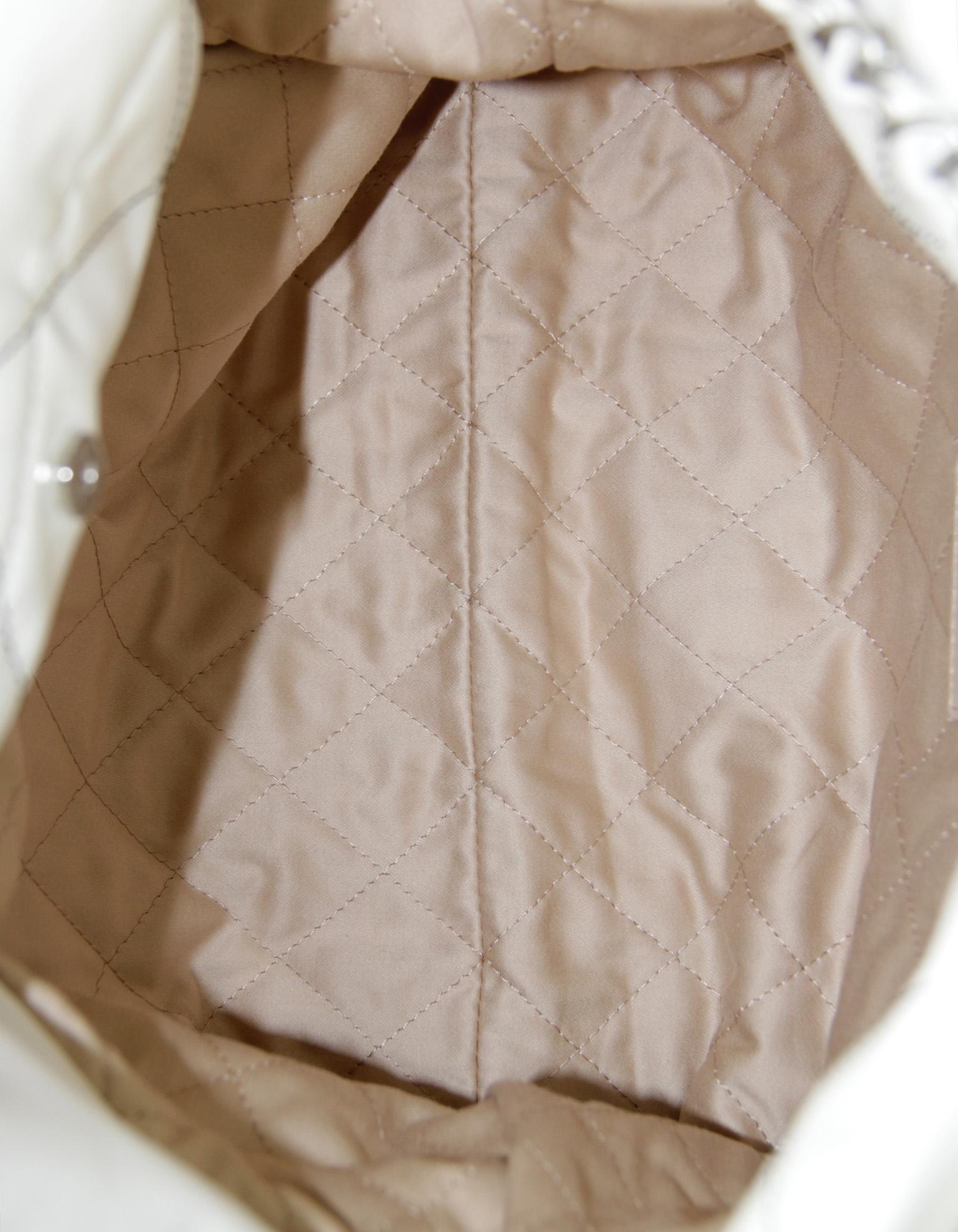 Chanel White Calfskin Leather Quilted Chanel 22 Tote Bag w/ Contrast Stitching 3