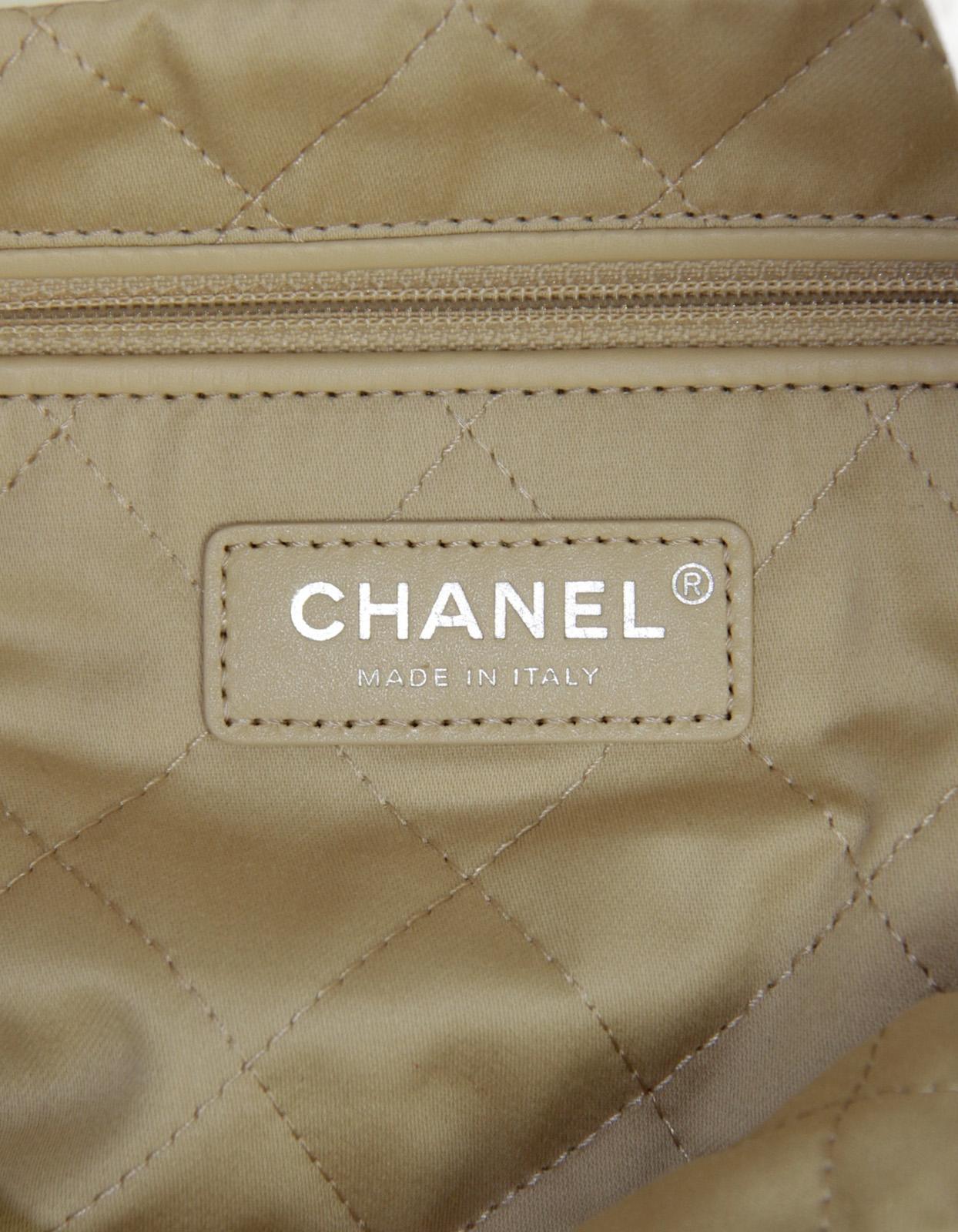 Chanel White Calfskin Leather Quilted Chanel 22 Tote Bag w/ Contrast Stitching 4