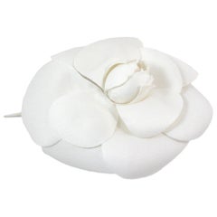 Chanel White Camellia Brooch