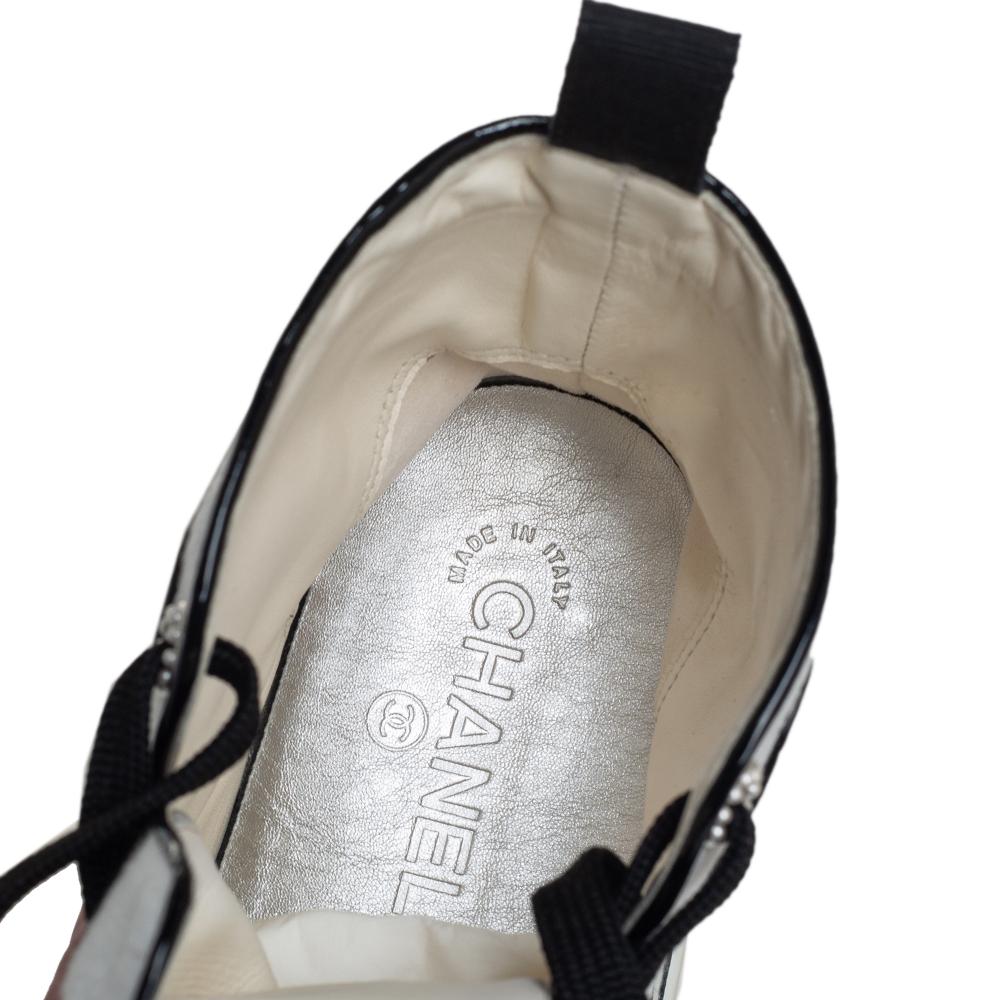 Chanel Weiß Segeltuch und Leder CC Cap Toe Perle High Top Sneakers Größe 41 1