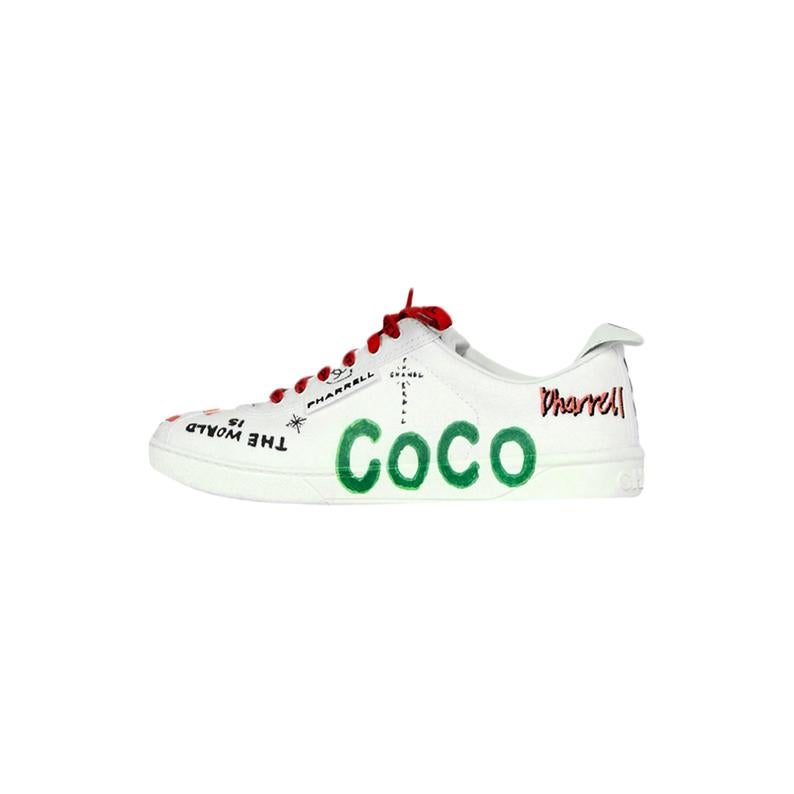 Chanel White Canvas and Calfskin Leather Pharrell Williams