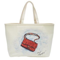 Chanel White Canvas Karl Lagerfeld Mobile Art Tote Limited Edition (Circa 2008)