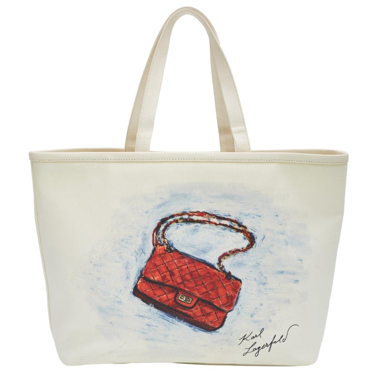 Chanel White Canvas Karl Lagerfeld Mobile Art Tote Limited Edition (Circa  2008) For Sale at 1stDibs