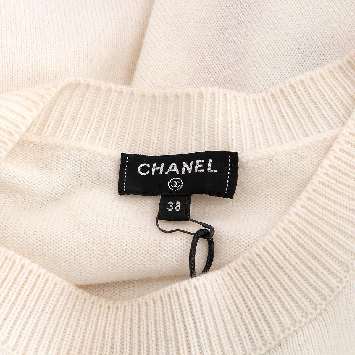 CHANEL white cashmere 2019 19C LA PAUSA Crewneck Sweater 38 S 3