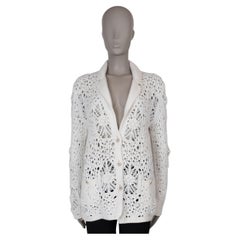 CHANEL 22C DUBAI CHUNKY OPEN KNIT Jacke aus weißem Kaschmir 34 XS