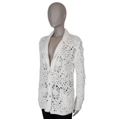 CHANEL weißes Kaschmir 22C DUBAI CHUNKY OPEN KNIT Jacke 38 S