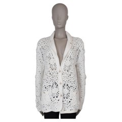 CHANEL weißes Kaschmir 22C DUBAI CHUNKY OPEN KNIT Jacke 38 S