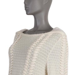 CHANEL white cashmere Boatneck Sweater 40 M