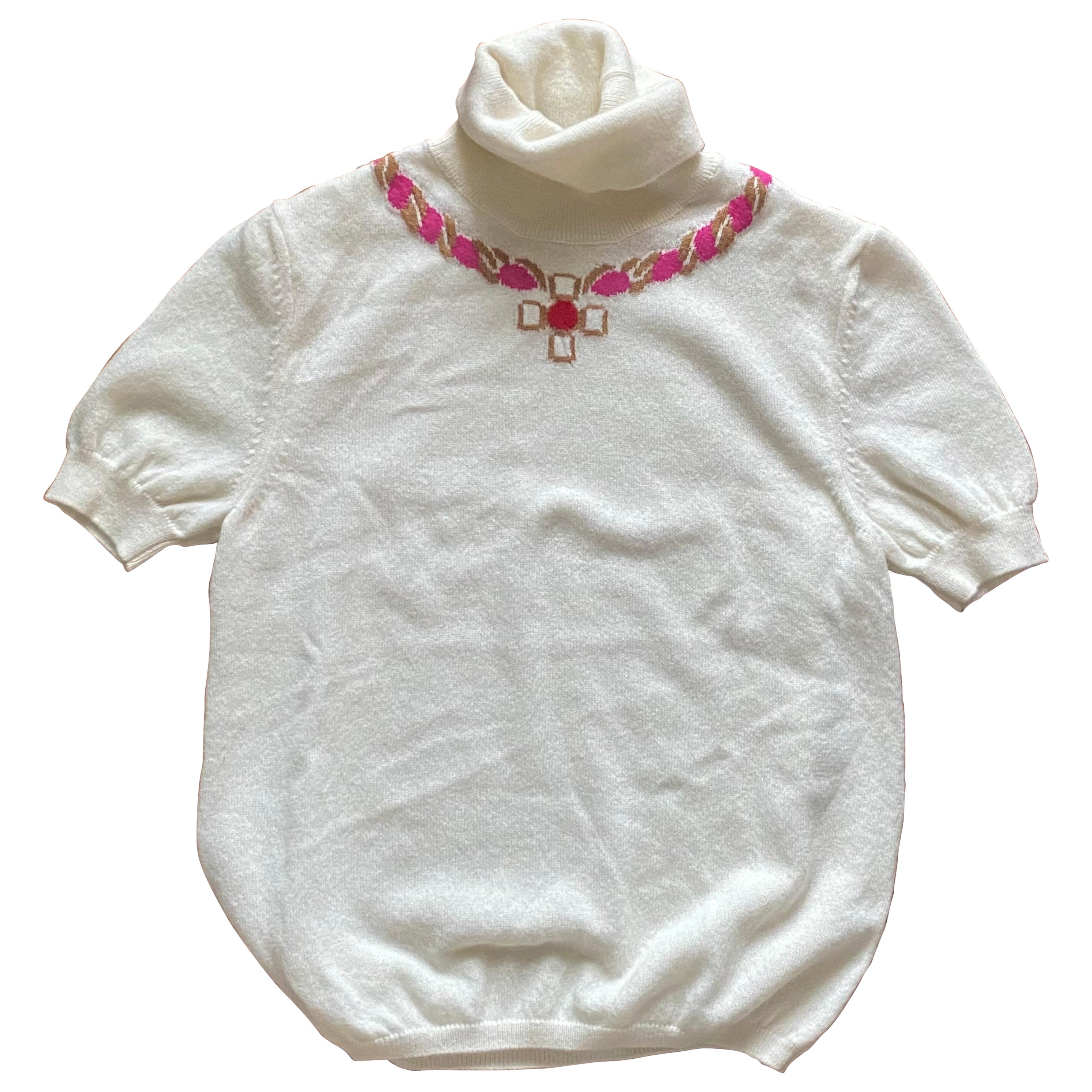 Chanel White cashmere turtleneck For Sale