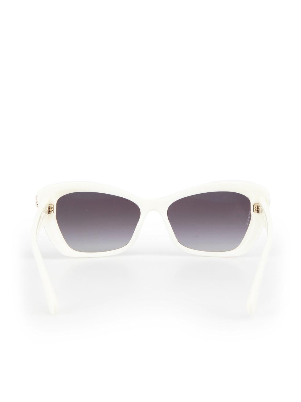 Women's Chanel White Cat Eye Faux Pearl Detail Sunglasses