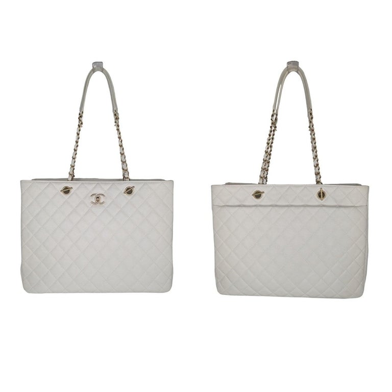 Chanel White Caviar Classic Timeless Tote For Sale at 1stDibs