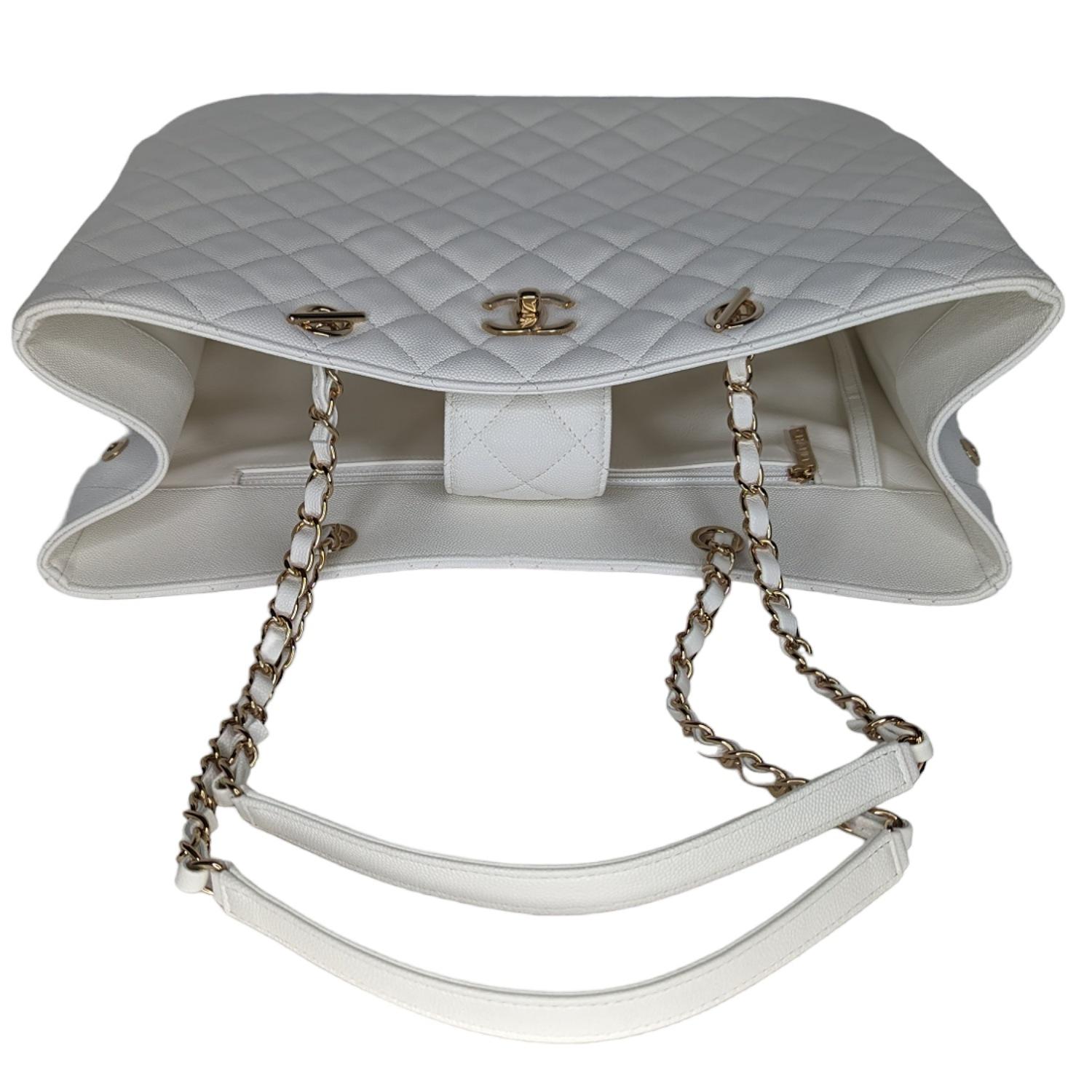 Women's Chanel White Caviar Classic Timeless Tote