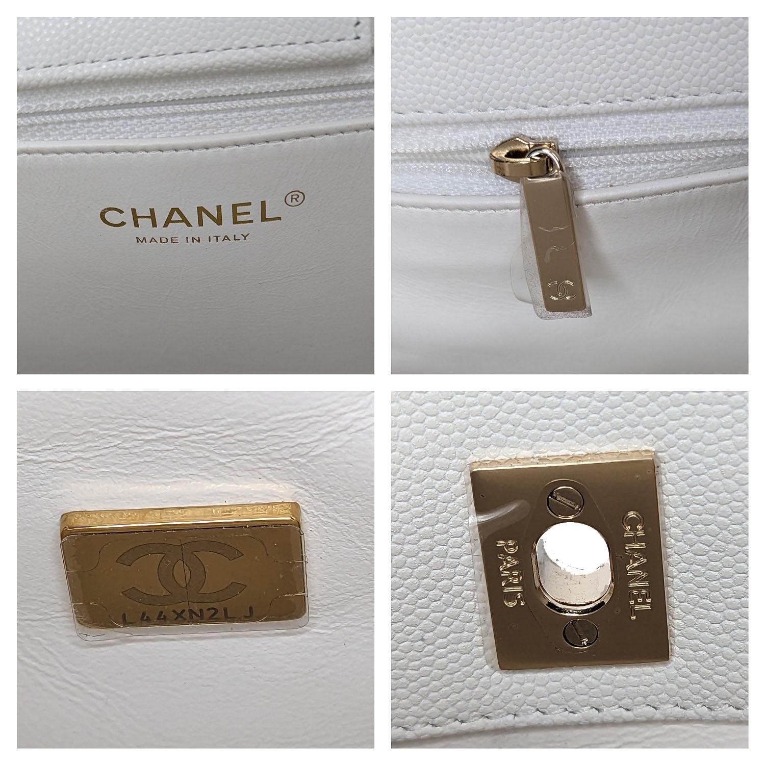 Chanel White Caviar Classic Timeless Tote For Sale 3