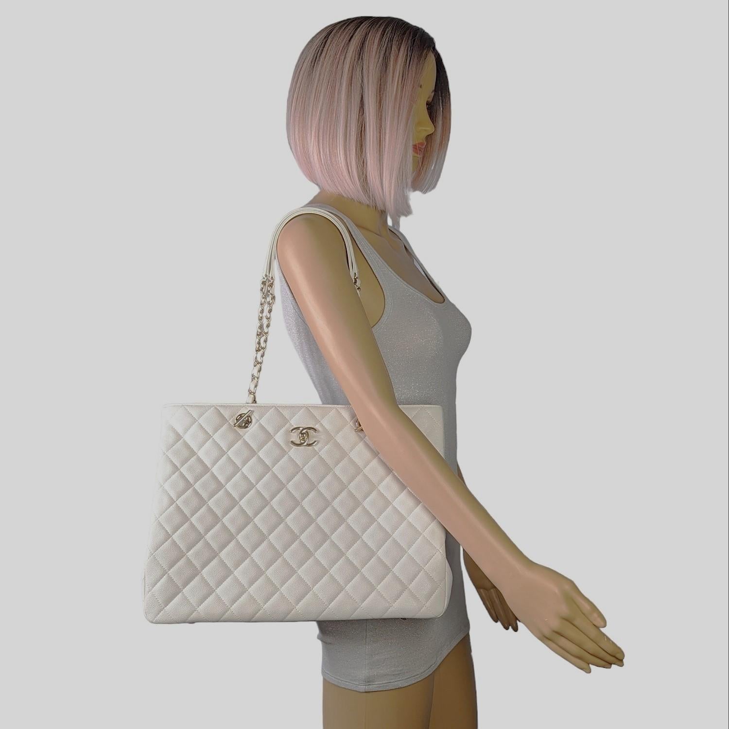 Chanel White Caviar Classic Timeless Tote 4