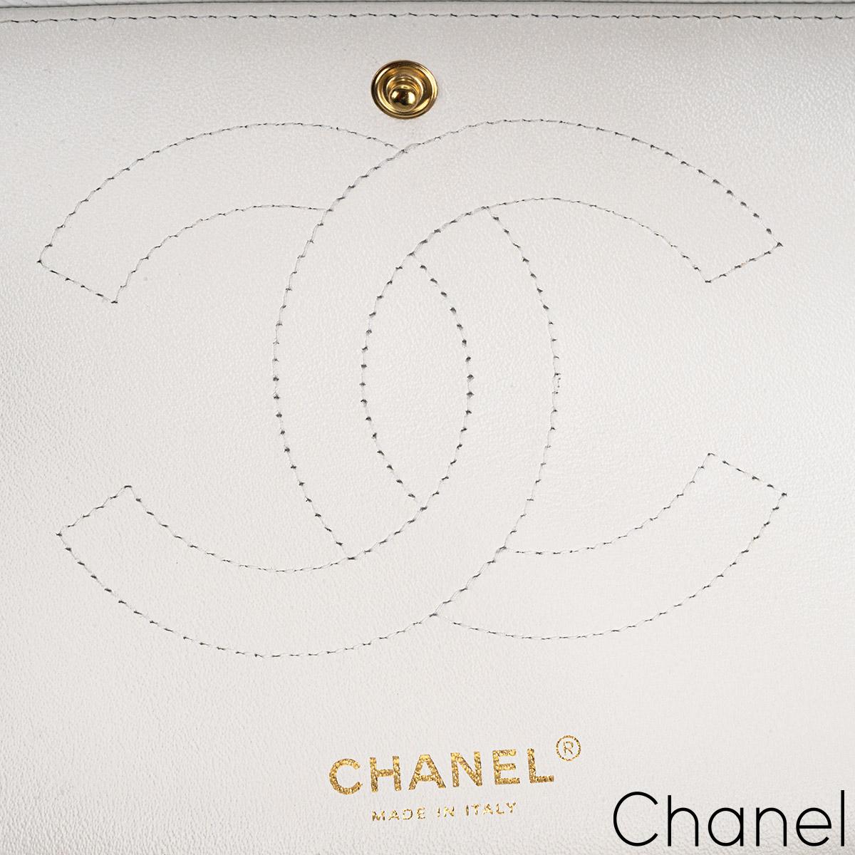 Women's Chanel White Caviar Jumbo Classic Double Flap Bag with Gold Hardware