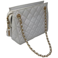 Chanel White Caviar Leather Bag 