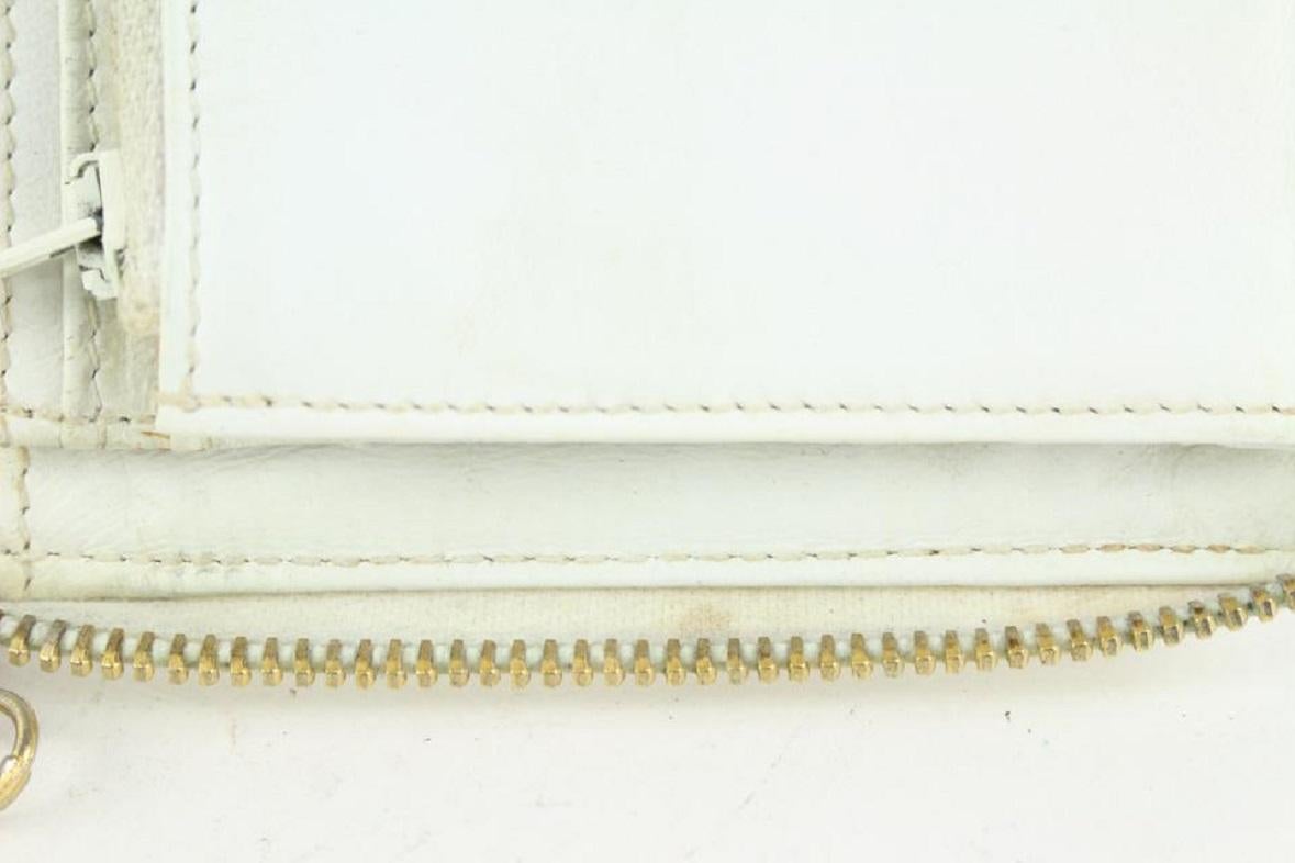 Chanel CC Logo Brieftasche mit Reißverschluss aus weißem Kaviarleder Continental 930c13  im Angebot 5