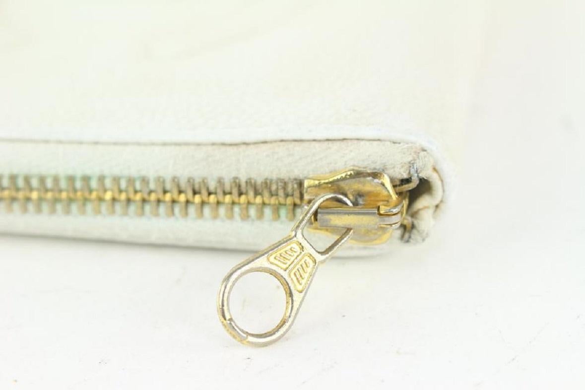 Chanel CC Logo Brieftasche mit Reißverschluss aus weißem Kaviarleder Continental 930c13  im Angebot 2