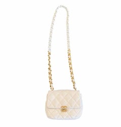Chanel White Calfskin leather Chain Candy Flap Bag Mini