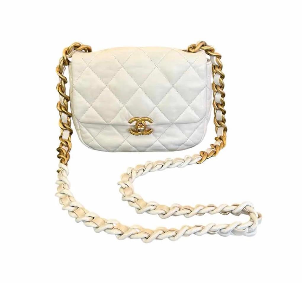 Chanel White Calfskin leather Chain Candy Flap Bag Mini For Sale 1