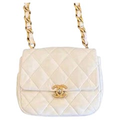Chanel White Calfskin leather Chain Candy Flap Bag Mini