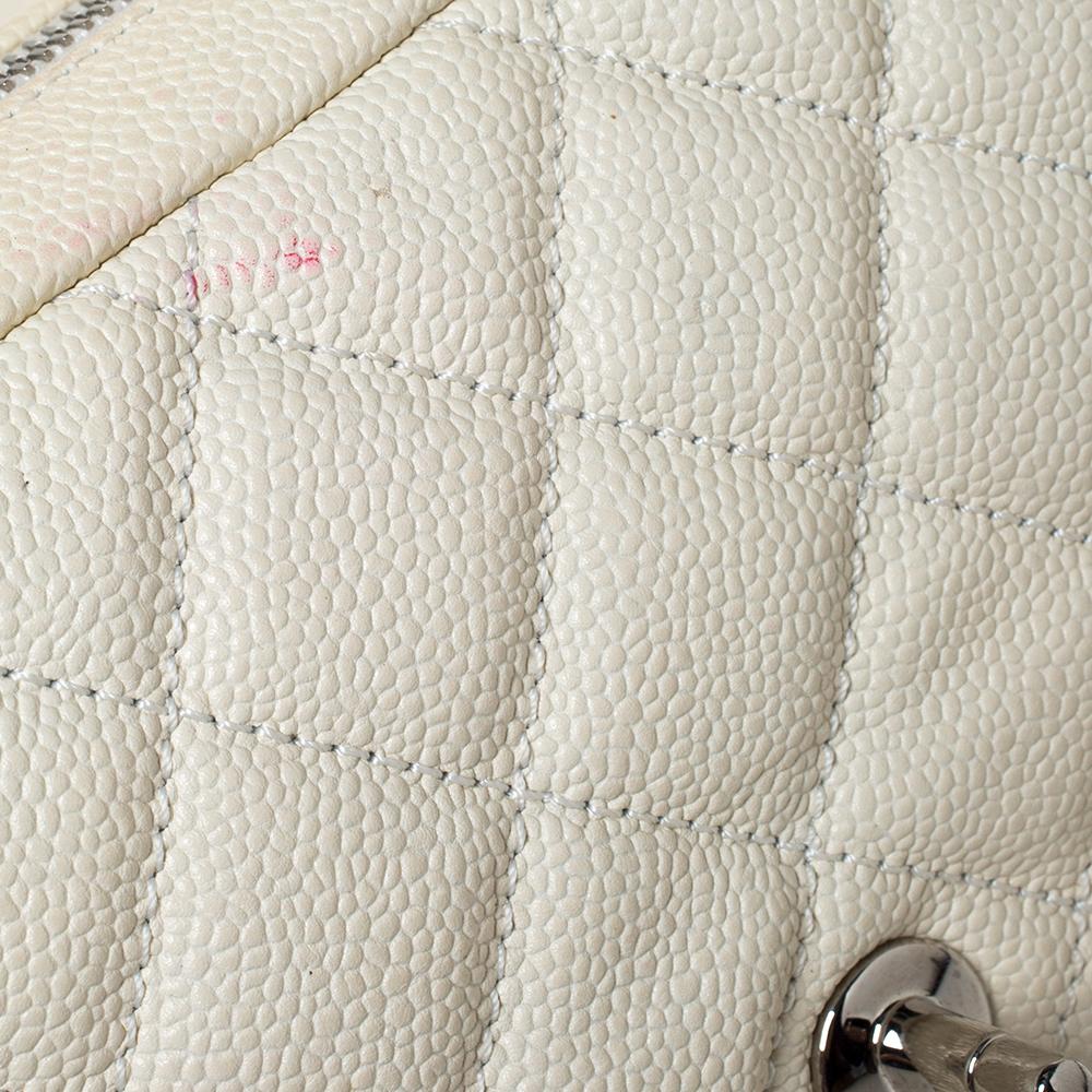 Chanel White Caviar Leather Easy Medium Flap Shoulder Bag 6