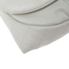 Chanel White Caviar Leather Half Moon Wallet On Chain