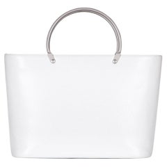 Chanel White Caviar Leather Top Handle Tote Bag, France, 1990s