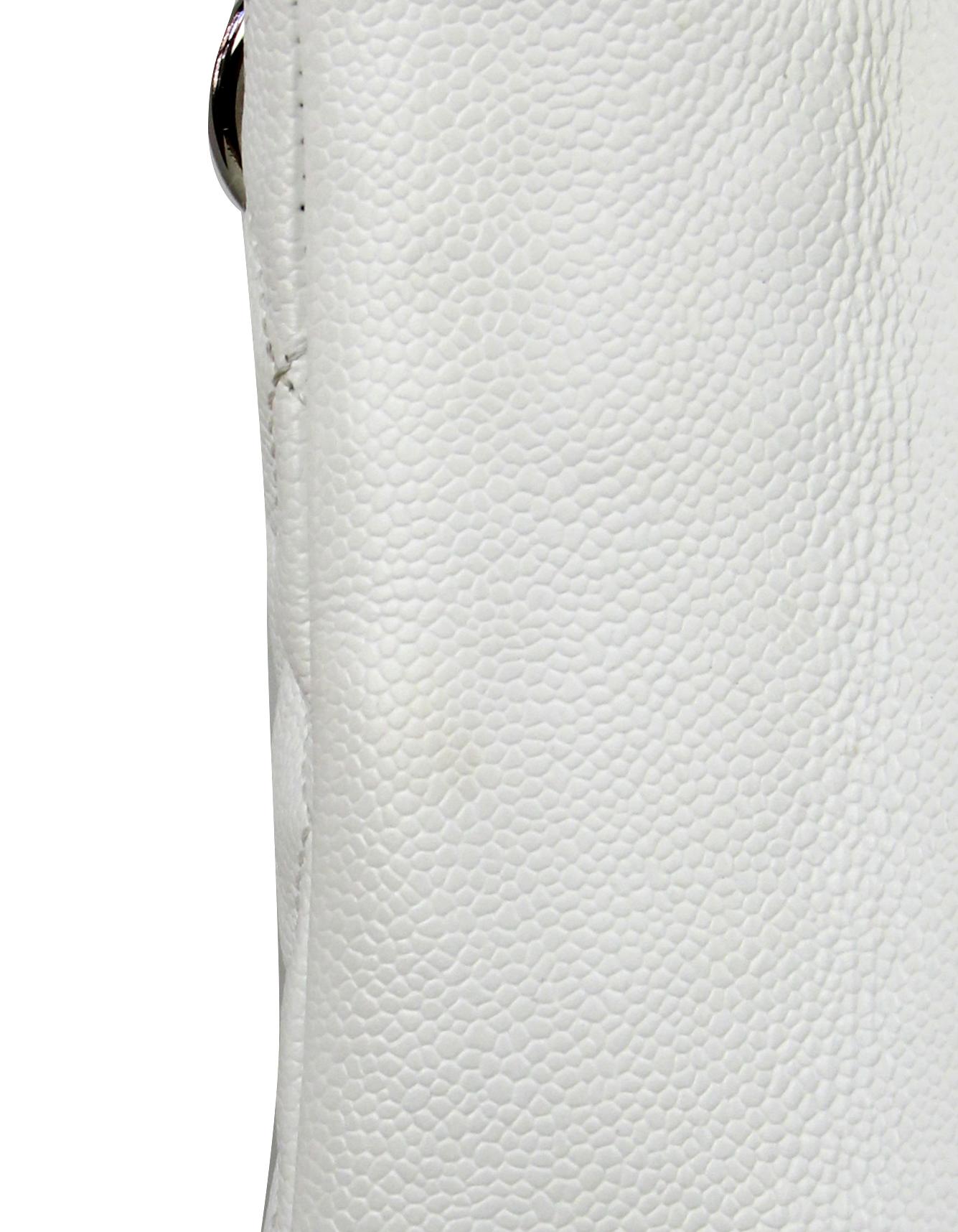 Chanel White Caviar Leather Quilted Grand Shopper Tote GST Bag 6