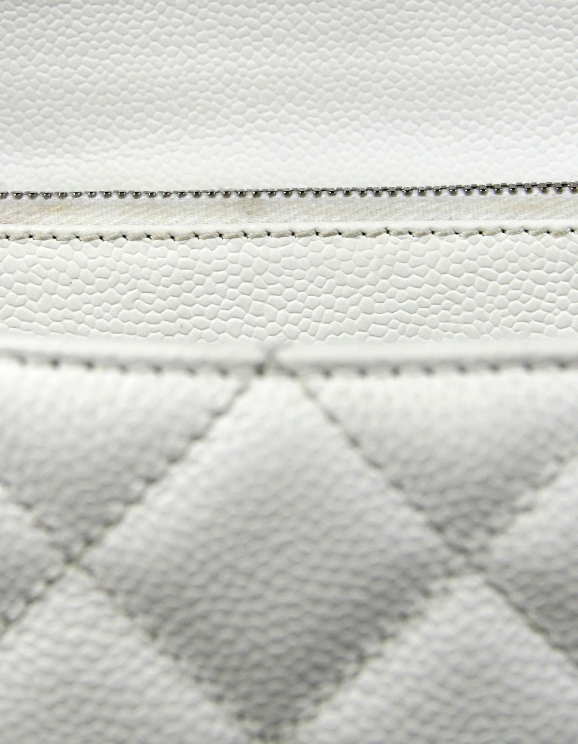 Chanel White Caviar Leather Quilted Grand Shopper Tote GST Bag 4