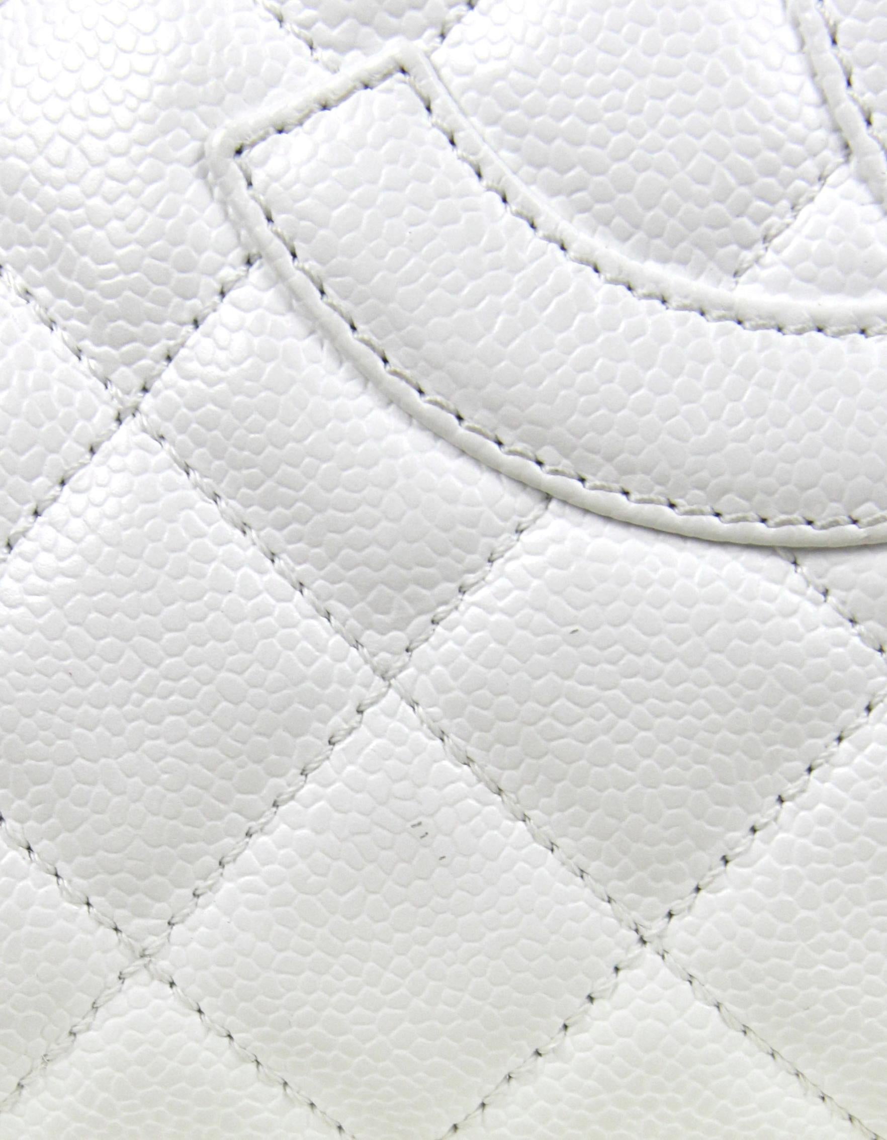 Chanel White Caviar Leather Quilted Grand Shopper Tote GST Bag 5