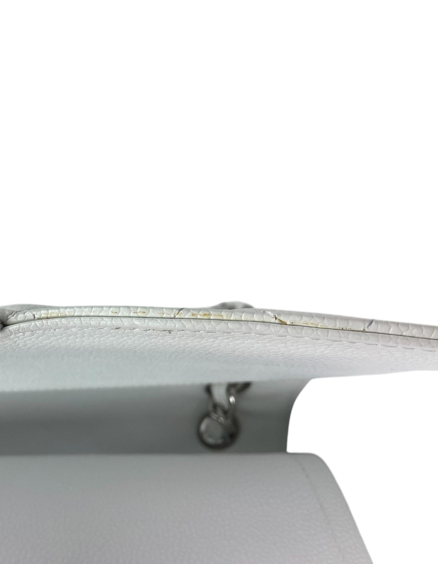 Chanel Weißes Kaviarleder Gesteppte Einzelklappe Jumbo Classic Bag im Angebot 6