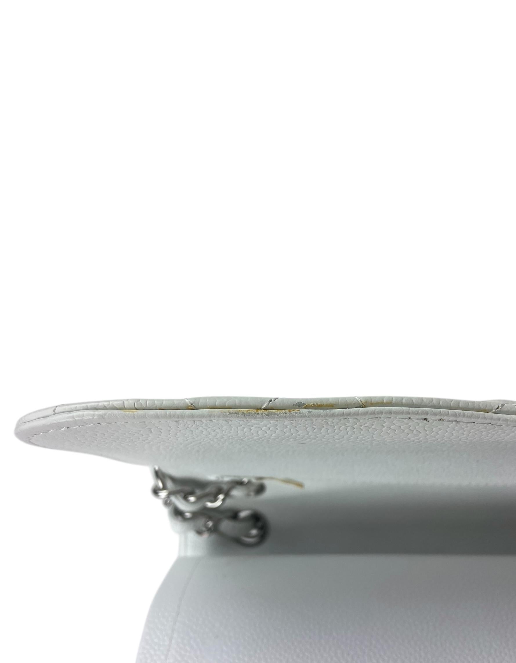 Chanel Weißes Kaviarleder Gesteppte Einzelklappe Jumbo Classic Bag im Angebot 7