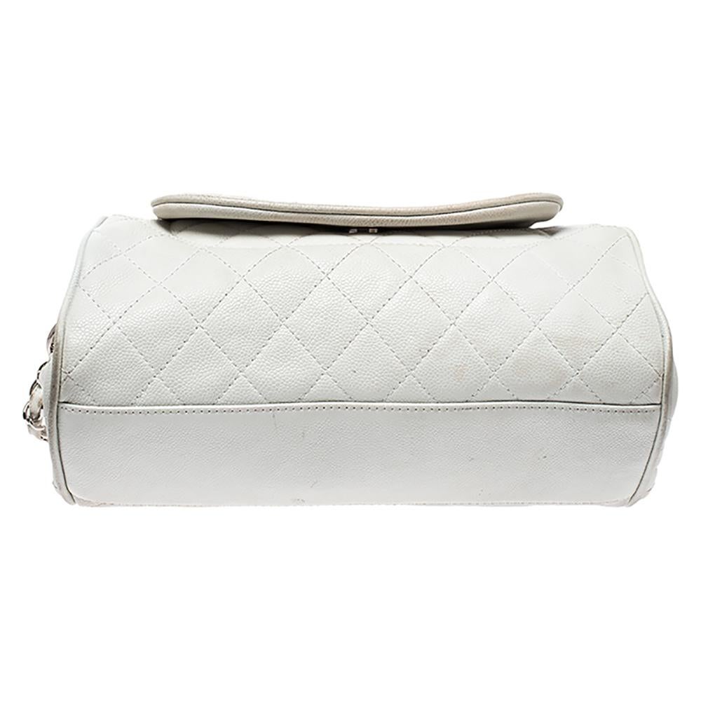 Chanel White Caviar Leather Timeless Accordion Flap Bag 1