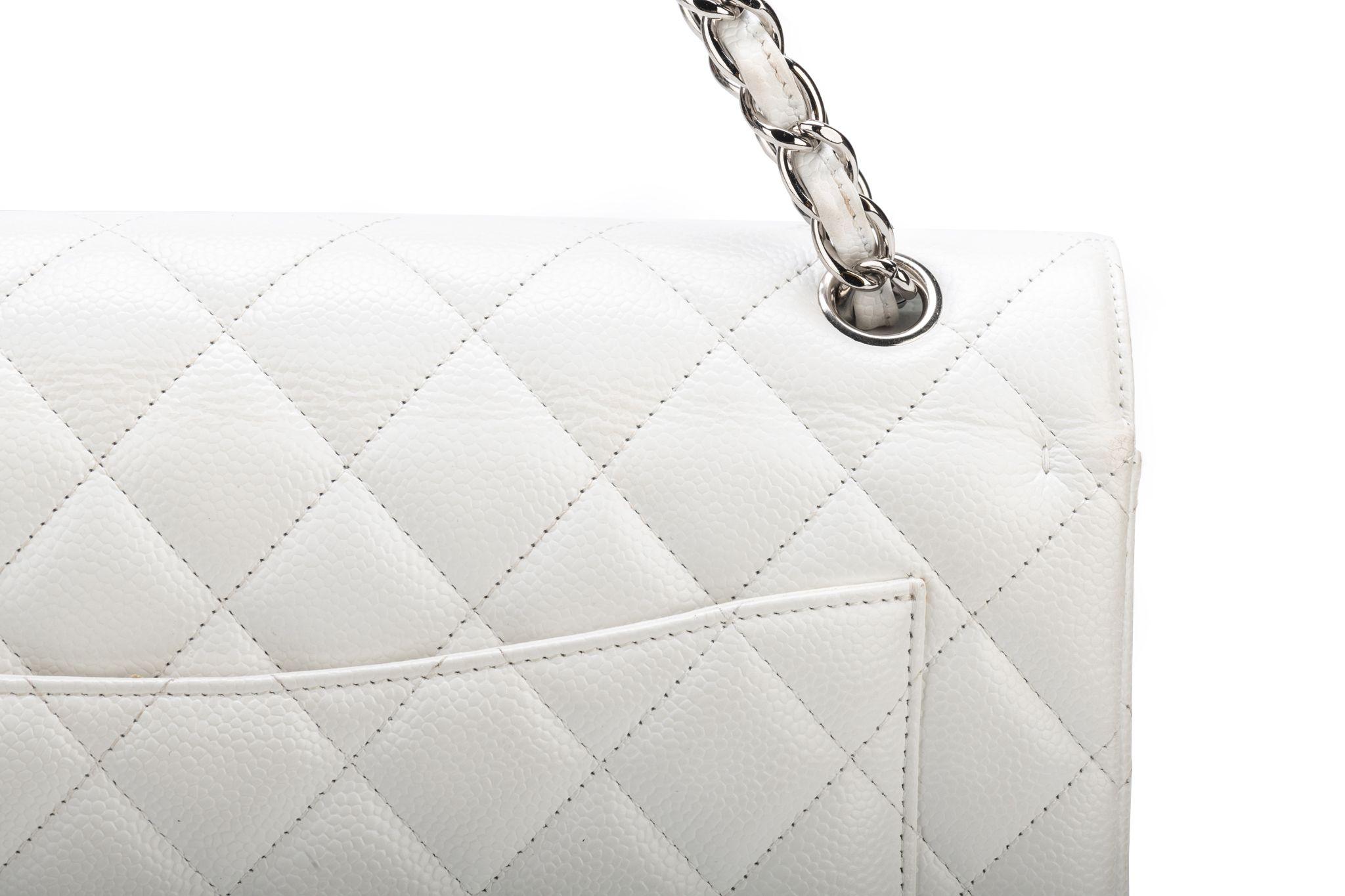 Chanel White Caviar Maxi Double Flap Bag               For Sale 2