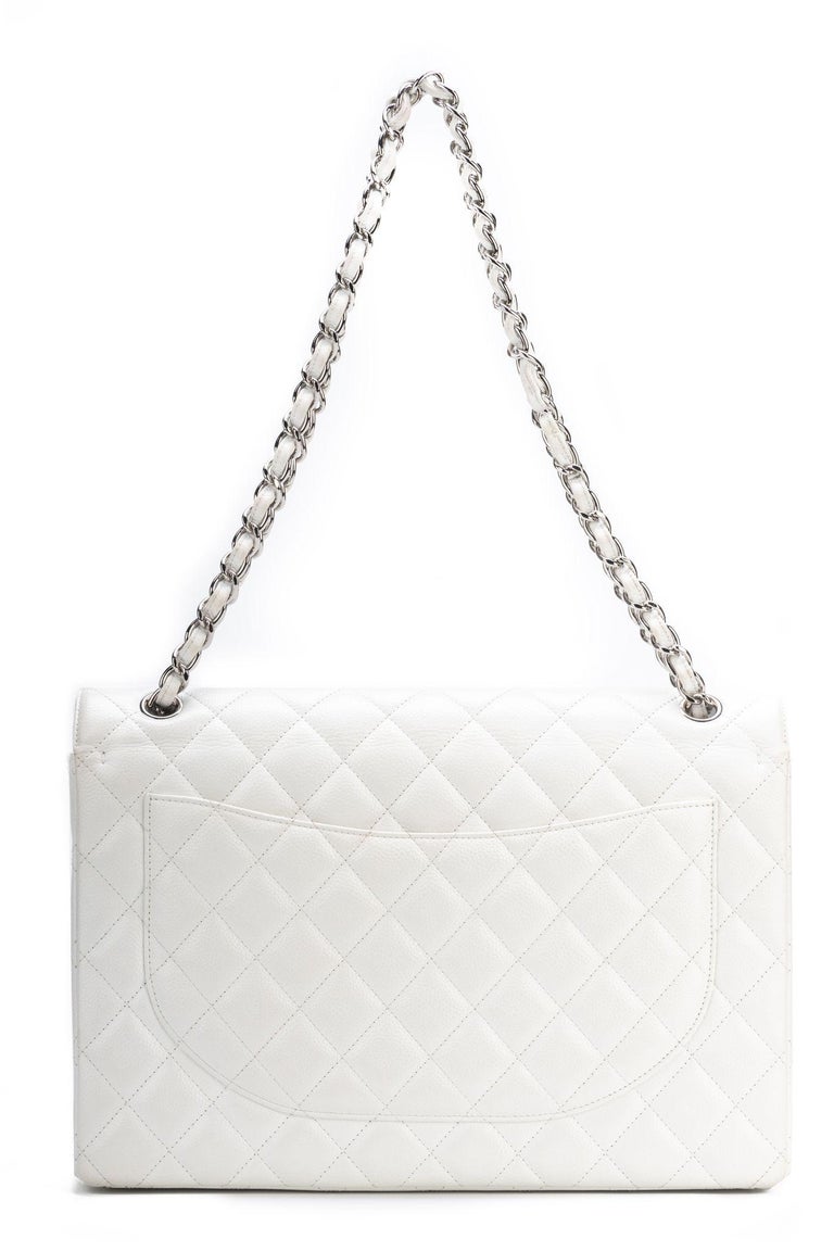 Chanel White Caviar Maxi Double Flap Bag