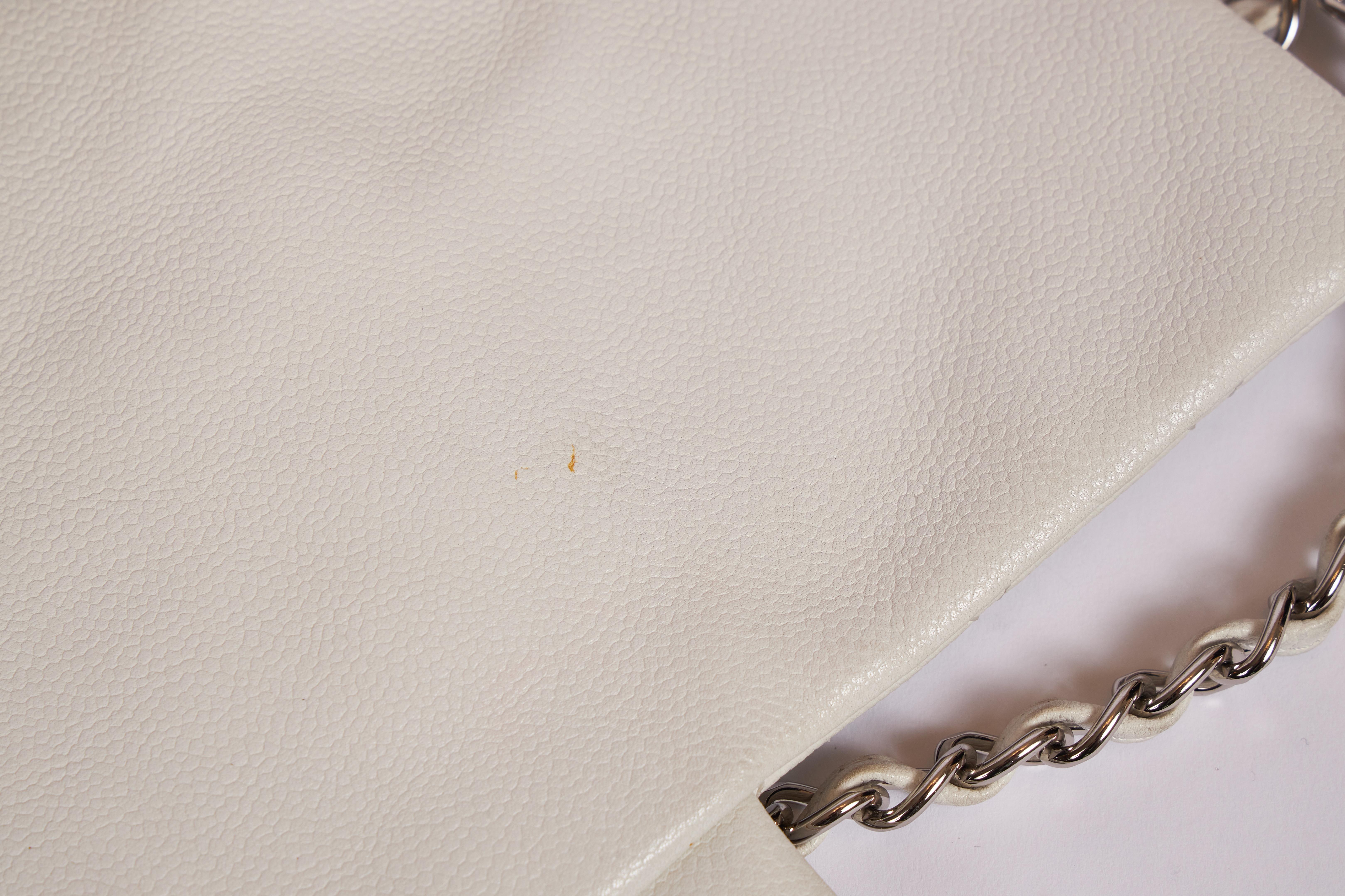 Chanel White Caviar Maxi Single Flap Bag 1