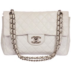 Chanel White Caviar Maxi Single Flap Bag