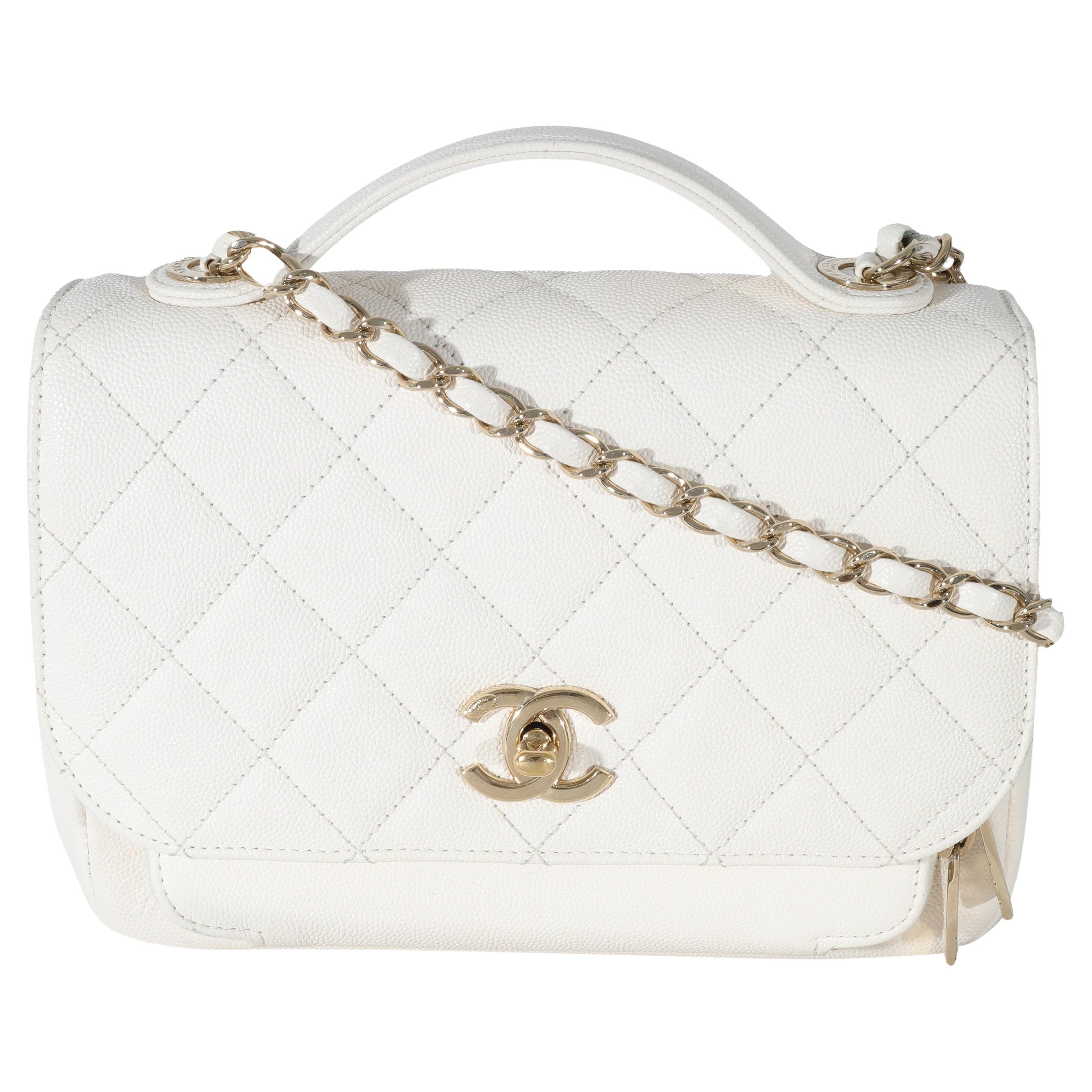Chanel White Caviar Medium Business Affinity Flap Bag For Sale at 1stDibs