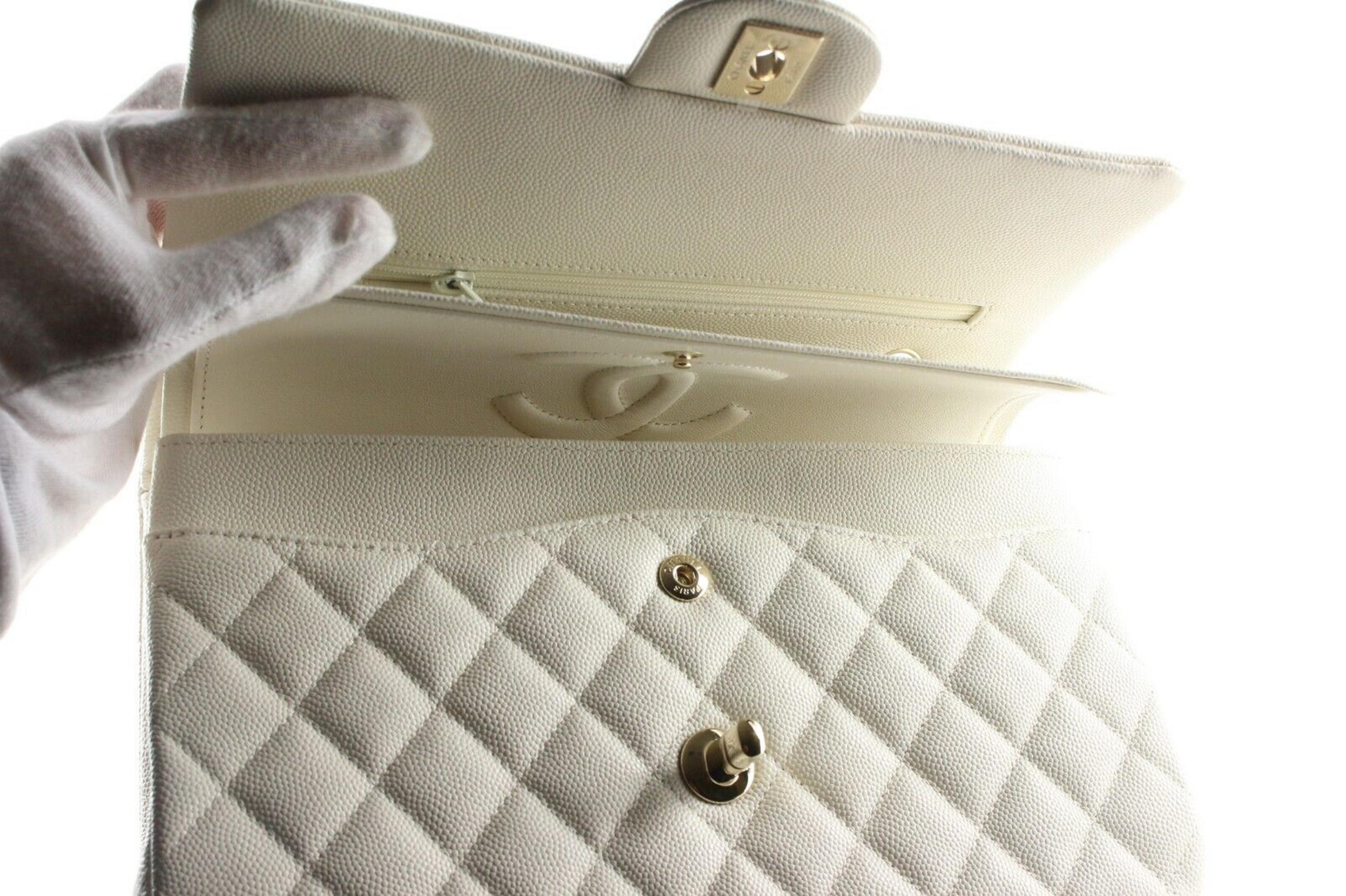 Chanel White Caviar Medium Classic Double Flap GHW 1CAS525C 7