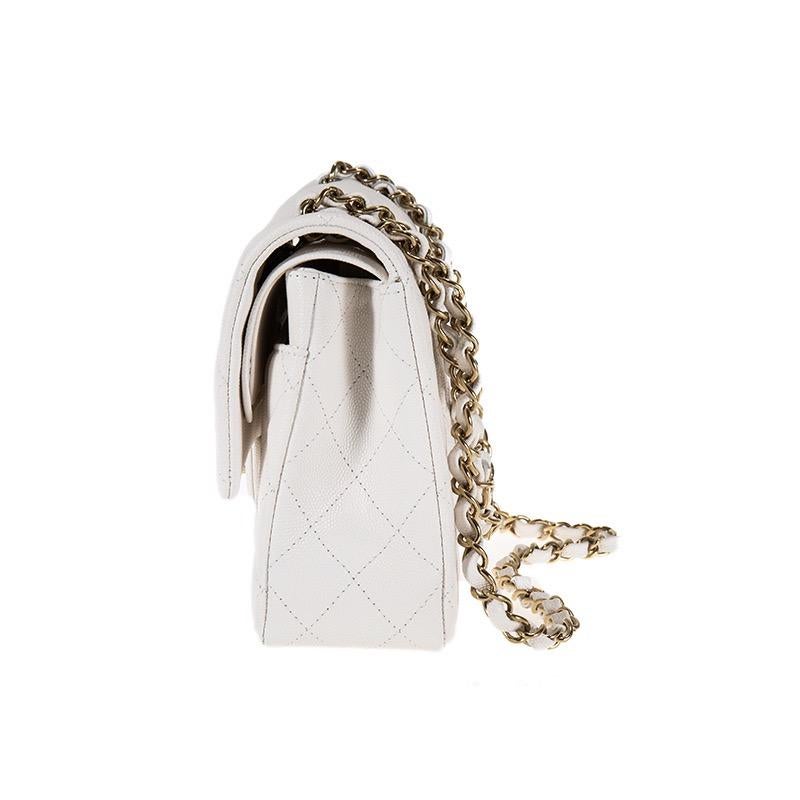 Women's or Men's Chanel White Caviar Medium Double Classic Flap Bag