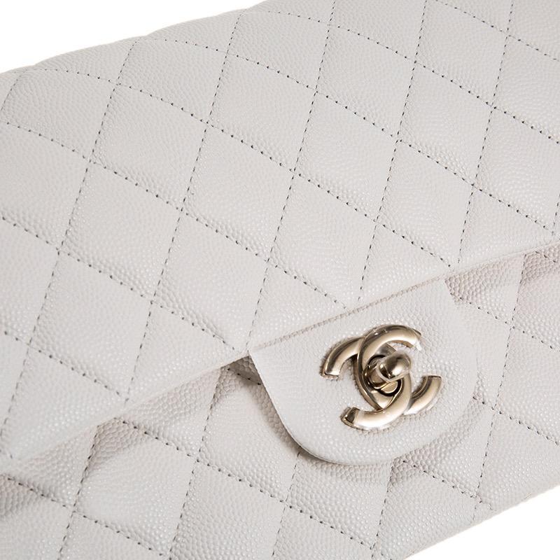 Chanel White Caviar Medium Double Classic Flap Bag 3